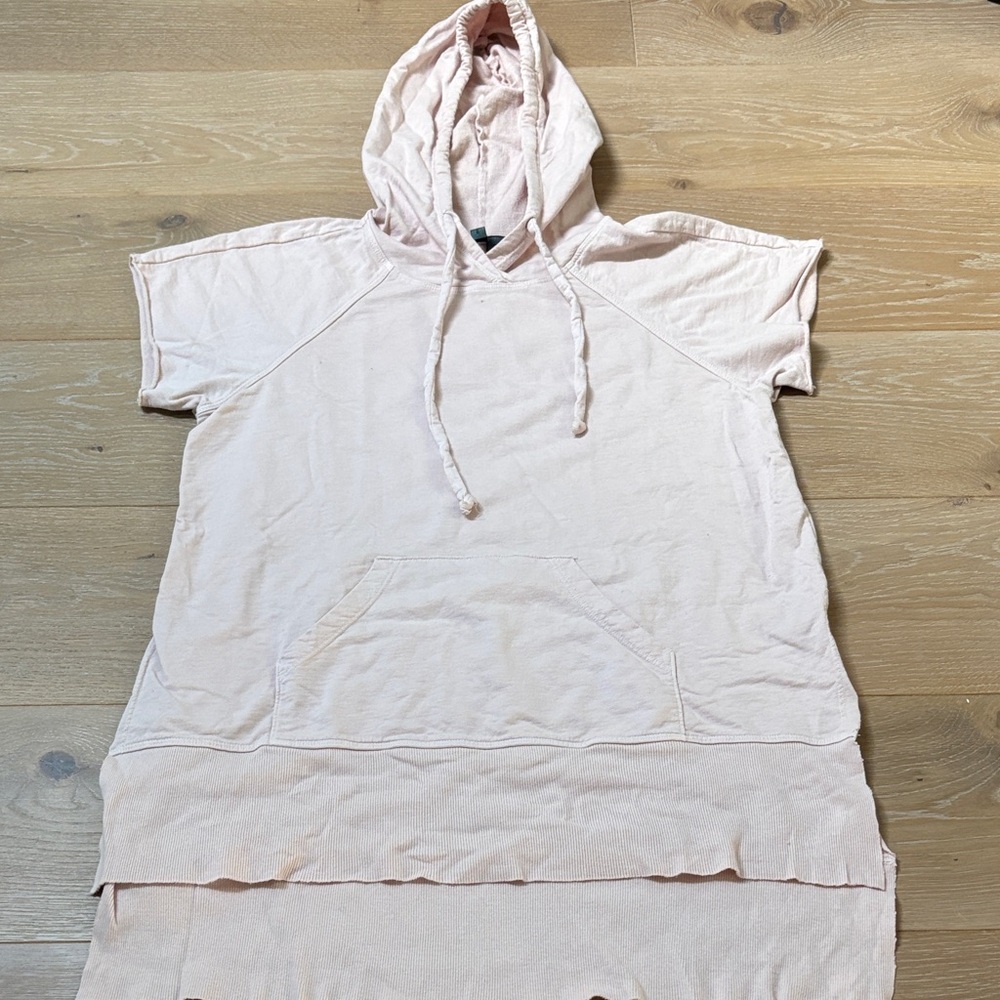 Left of Center Size Small Pink Short Sleeved Hoodie.